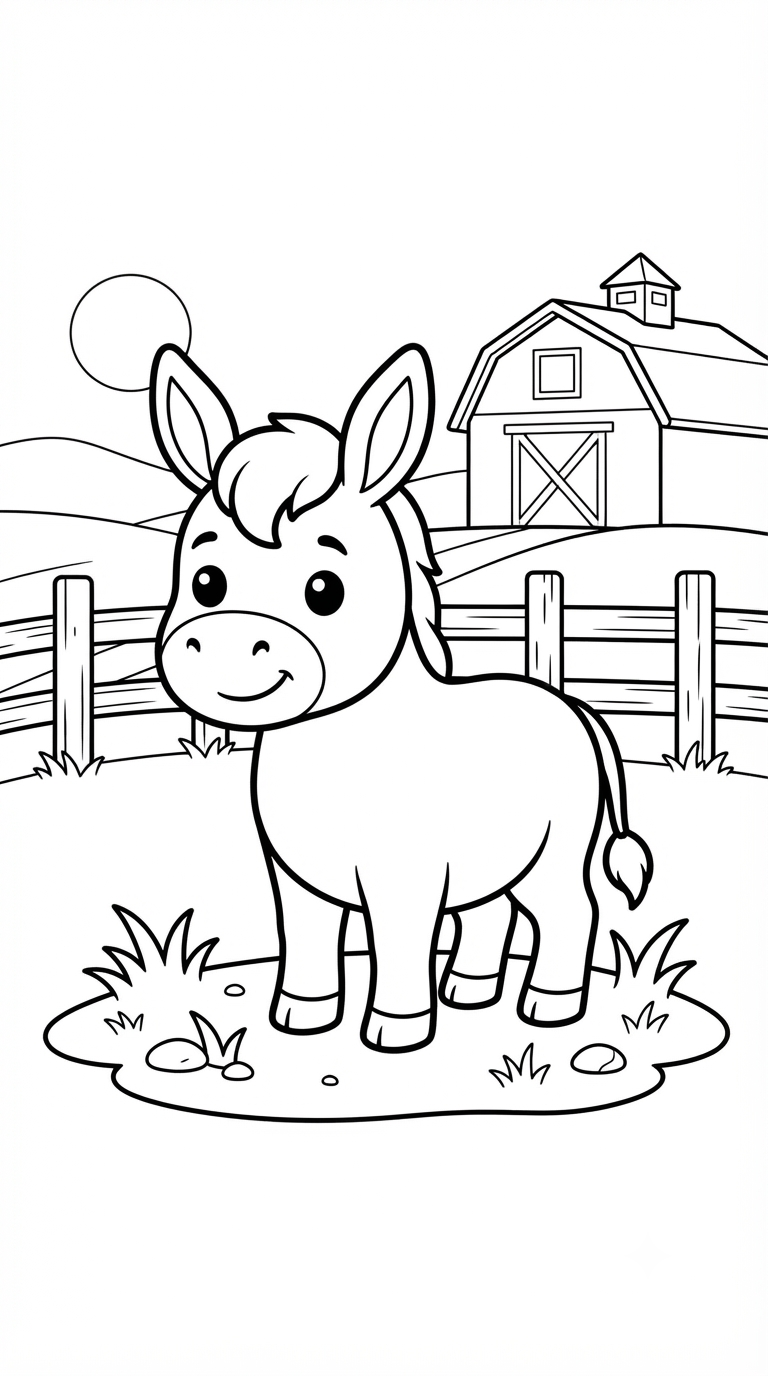 desenhos de animais da fazenda para colorir: Burrinho