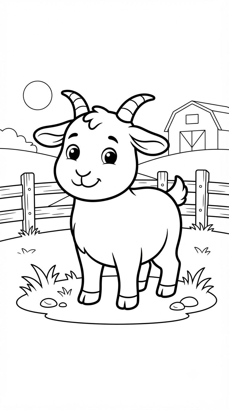 desenhos de animais da fazenda para colorir: Cabra