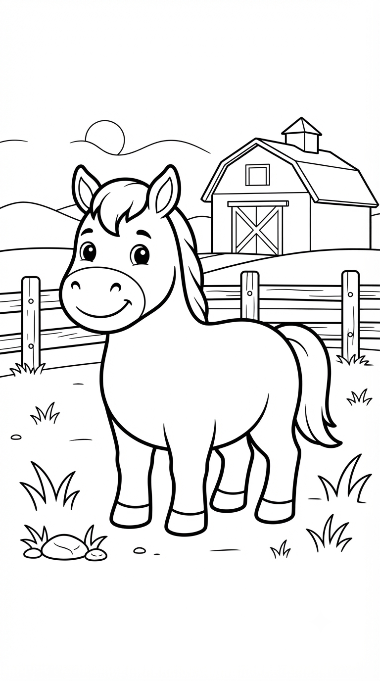 desenhos de animais da fazenda para colorir: Cavalo