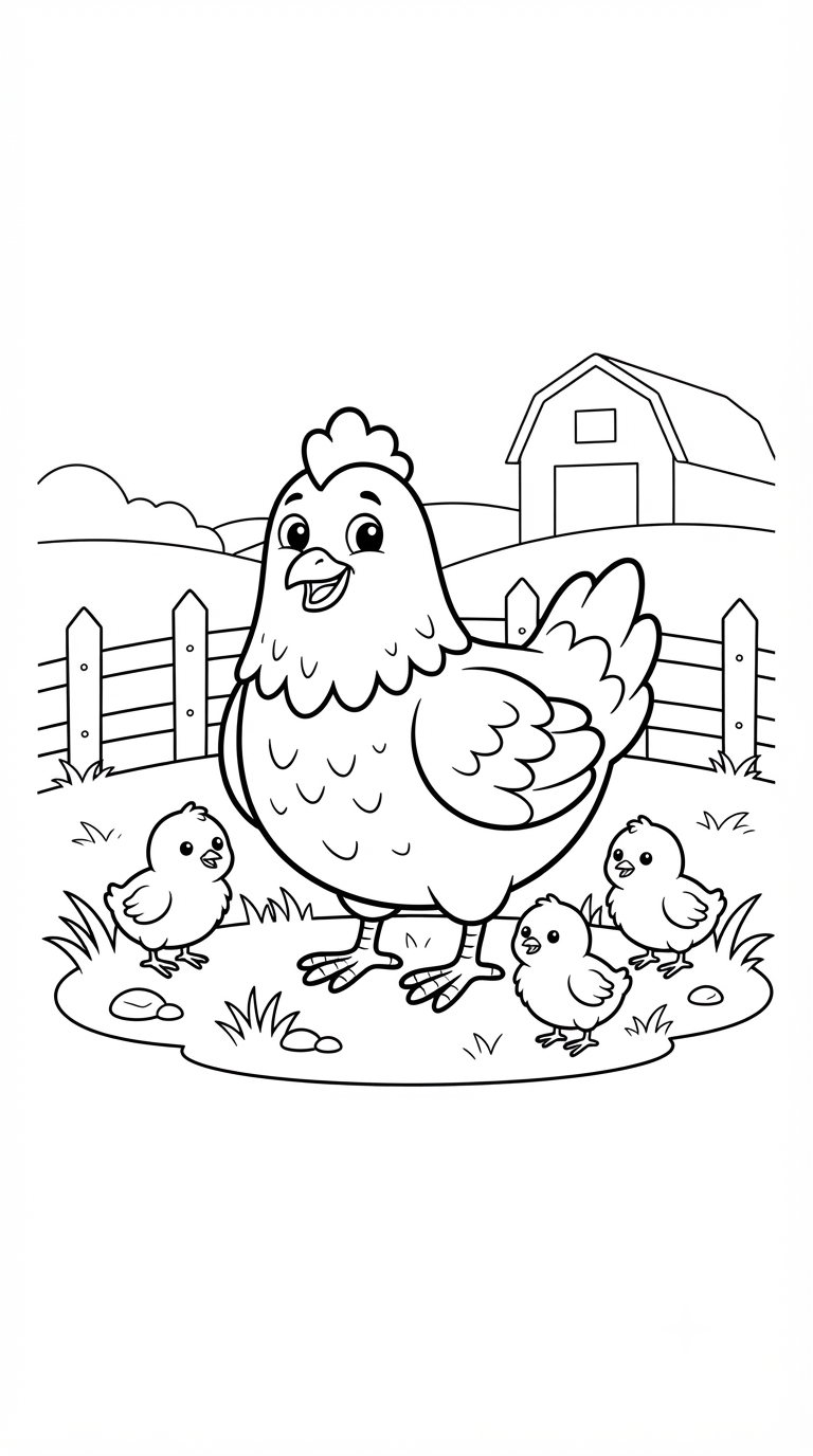 desenhos de animais da fazenda para colorir: Galinha
