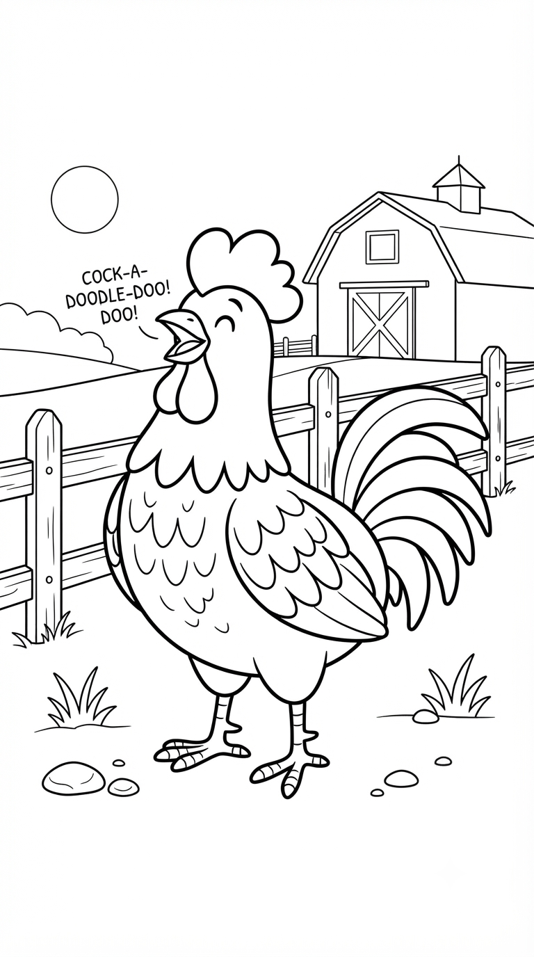 desenhos de animais da fazenda para colorir: Galo