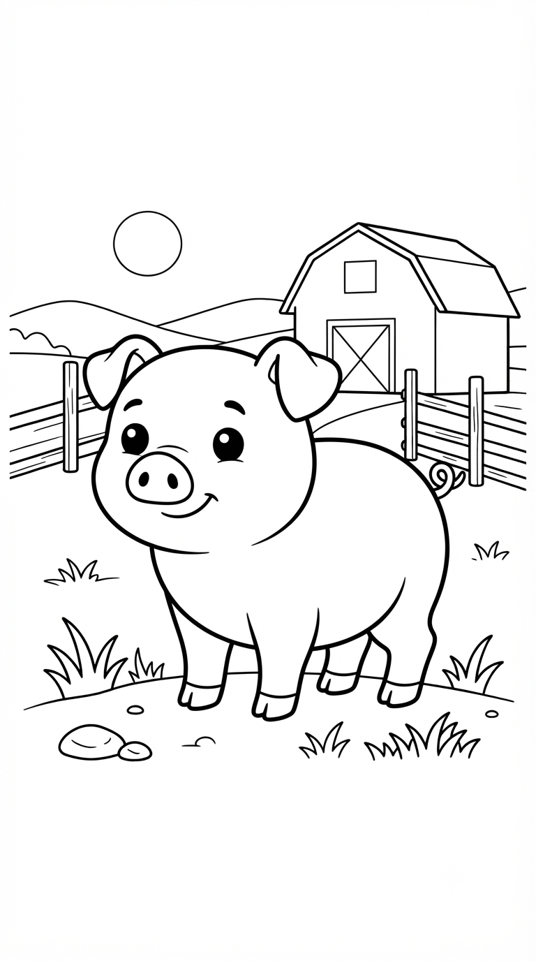 desenhos de animais da fazenda para colorir: Porquinho