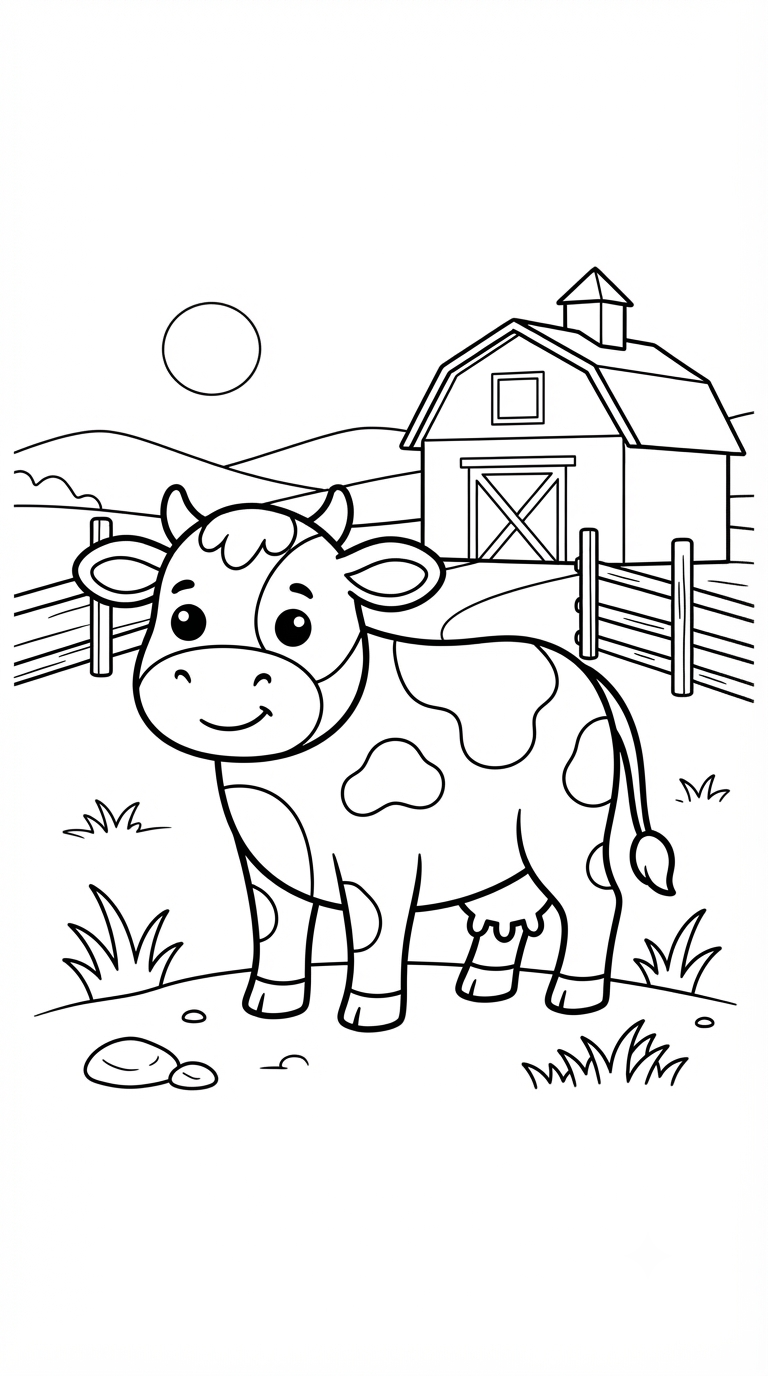 desenhos de animais da fazenda para colorir: Vaca