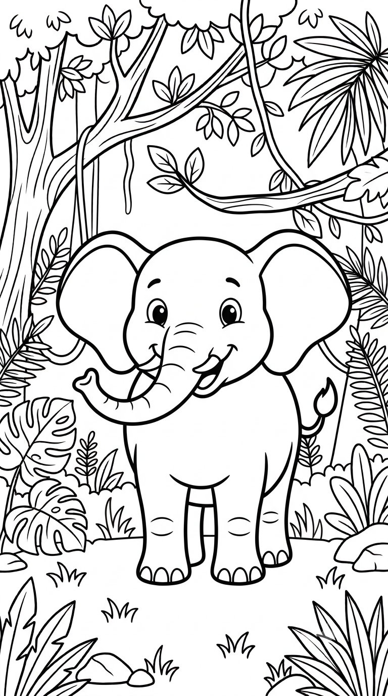 desenhos de animais da selva para colorir: Elefante