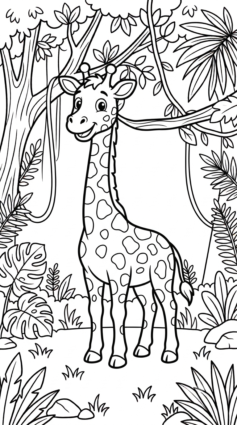 desenhos de animais da selva para colorir: Girafa