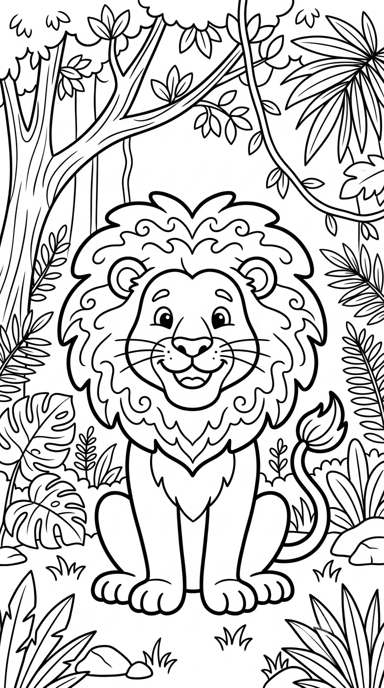 desenhos de animais da selva para colorir: Leão