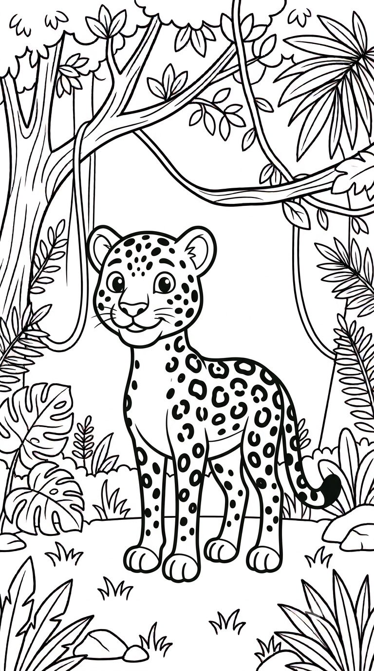desenhos de animais da selva para colorir: Leopardo