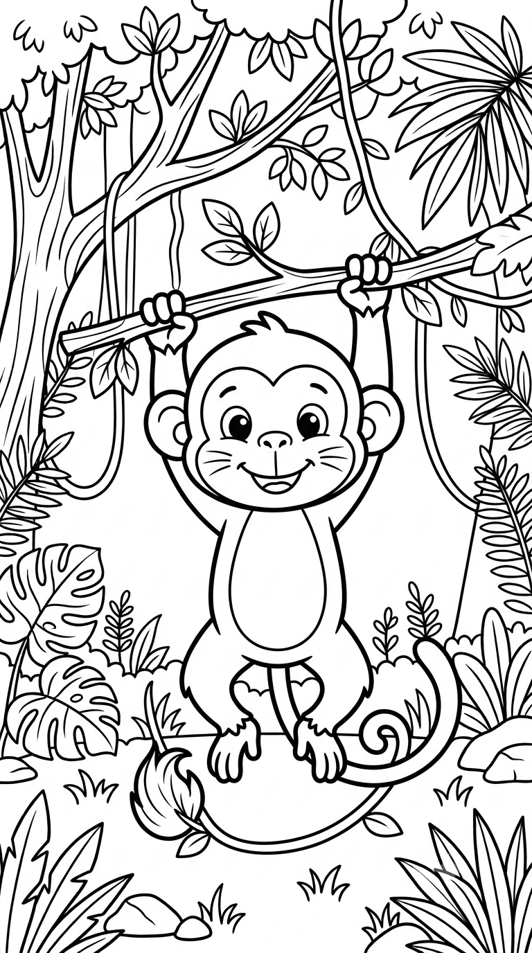 desenhos de animais da selva para colorir: Macaco