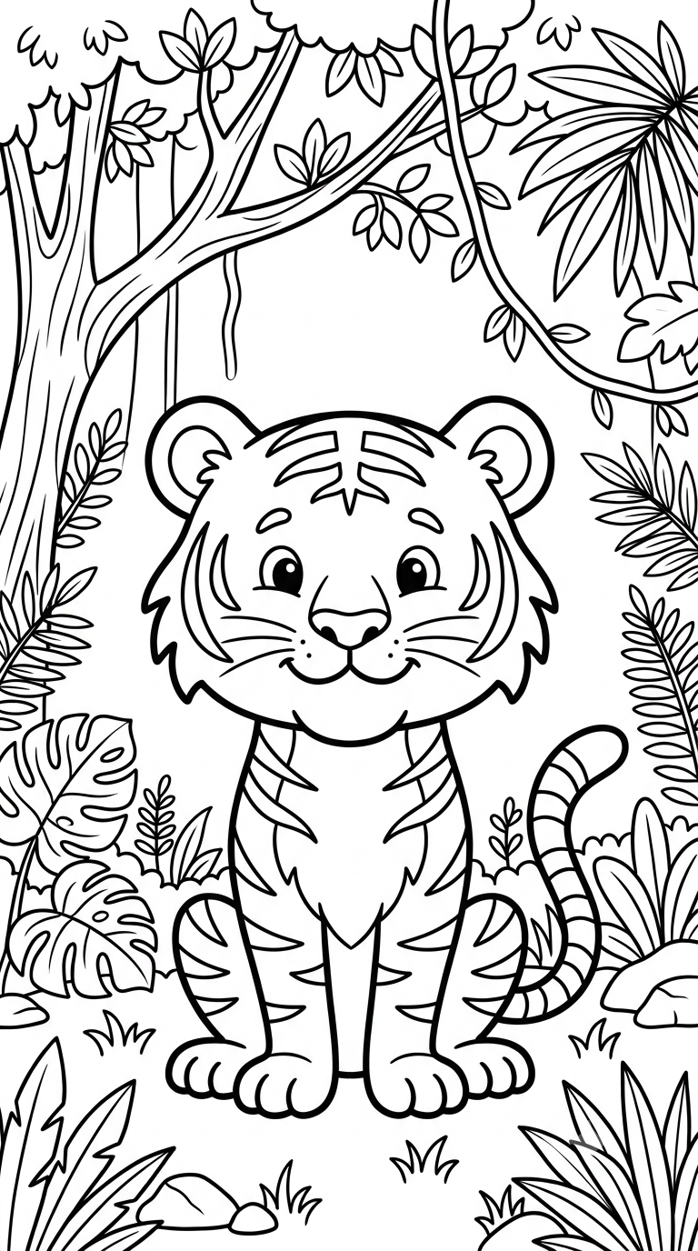 desenhos de animais da selva para colorir: Tigre