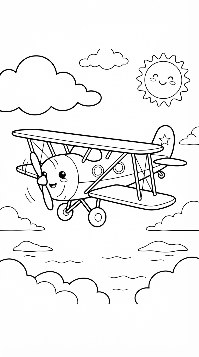 desenhos de aviões para colorir: Biplano