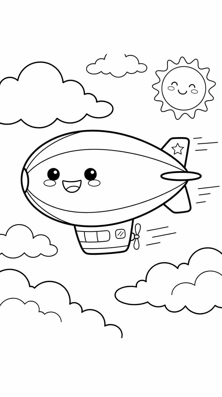 desenhos de aviões para colorir: Dirigível