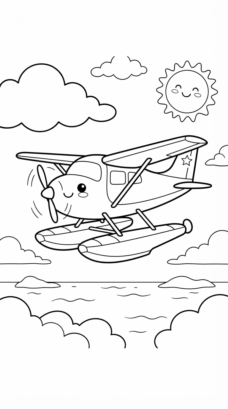 desenhos de aviões para colorir: Hidroavião