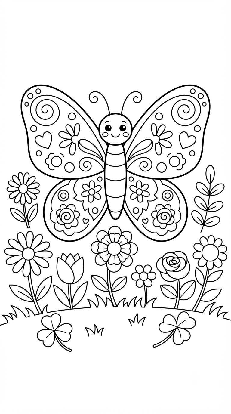desenhos de borboletas e flores para colorir: Borboleta
