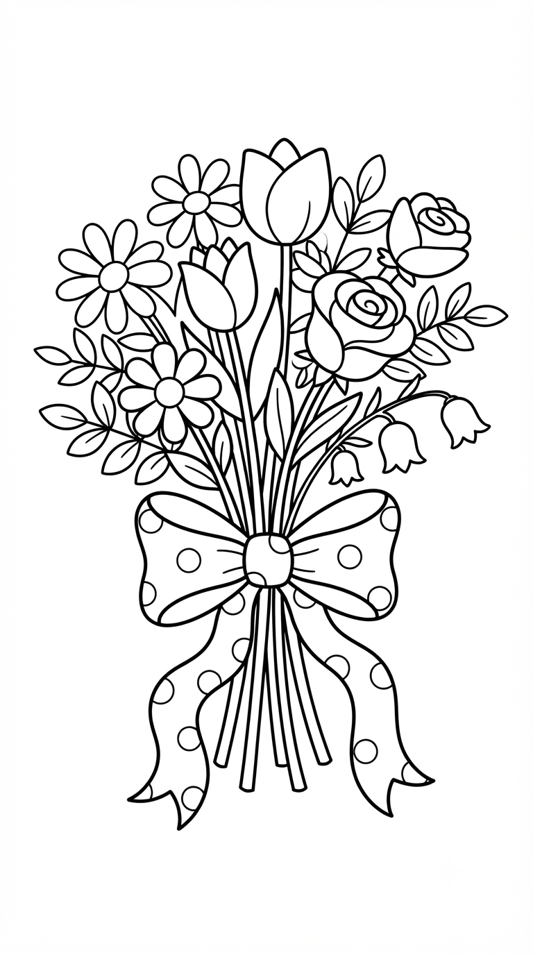 desenhos de borboletas e flores para colorir: Buquê de Flores