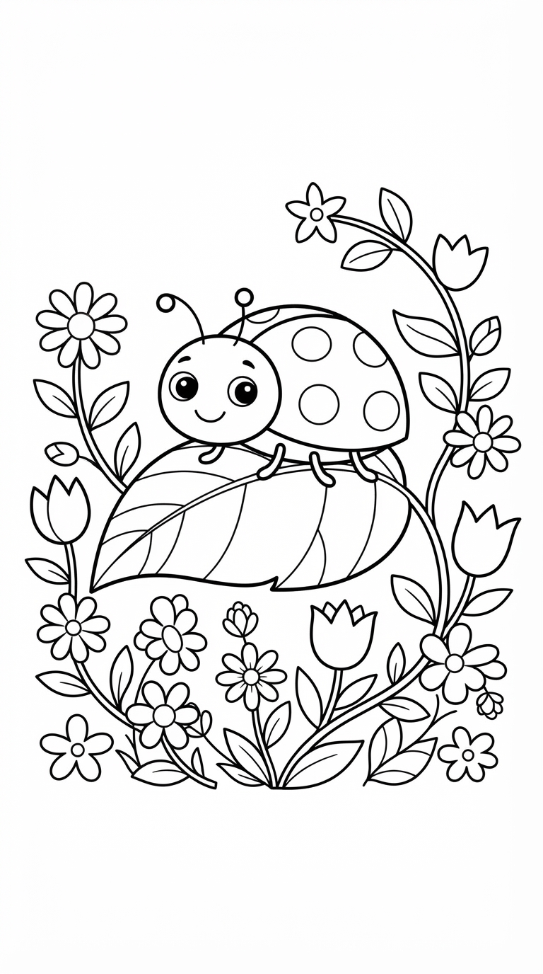 desenhos de borboletas e flores para colorir: Joaninha