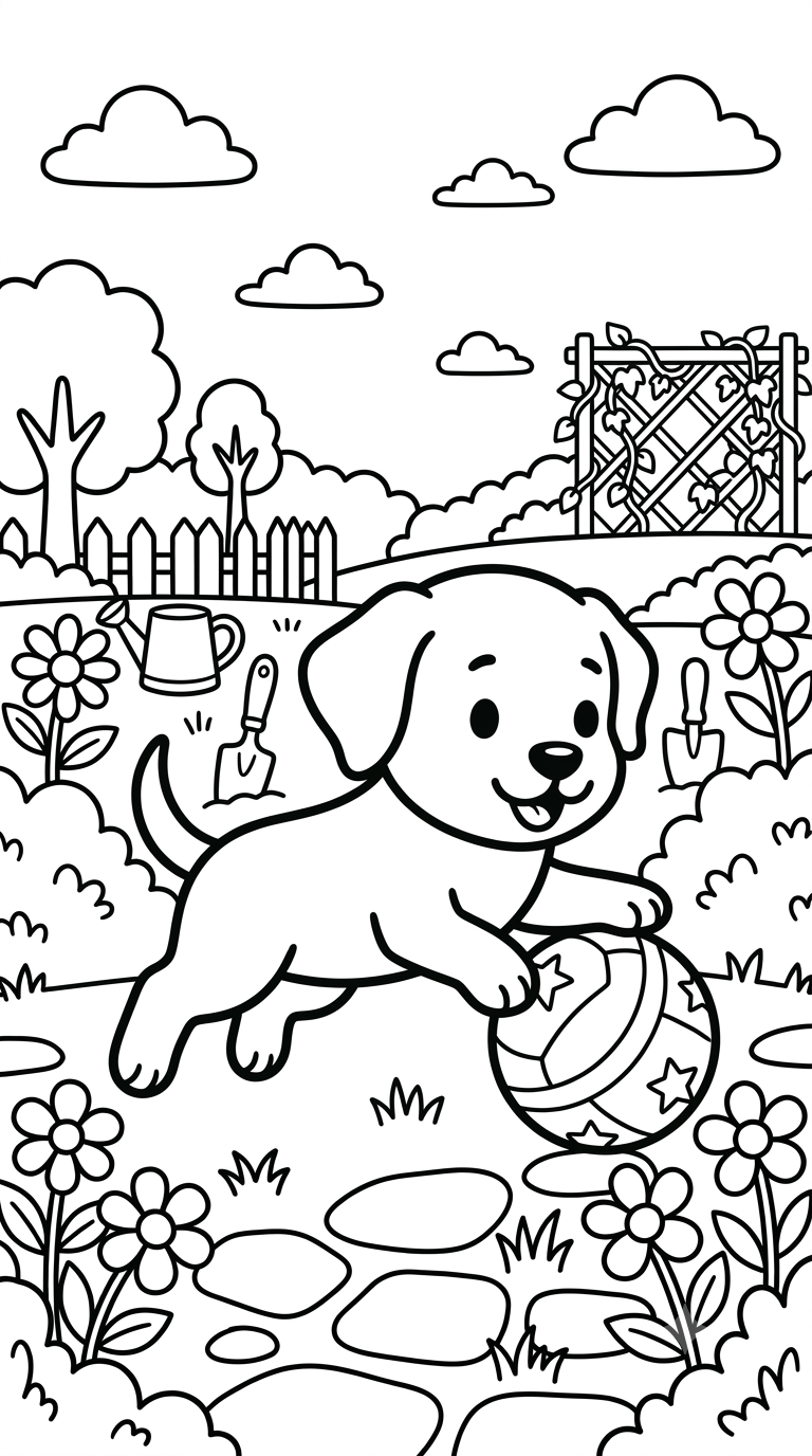 desenhos de cachorros e gatos para colorir: Cachorro com Bola