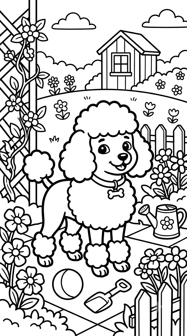 desenhos de cachorros e gatos para colorir: Poodle