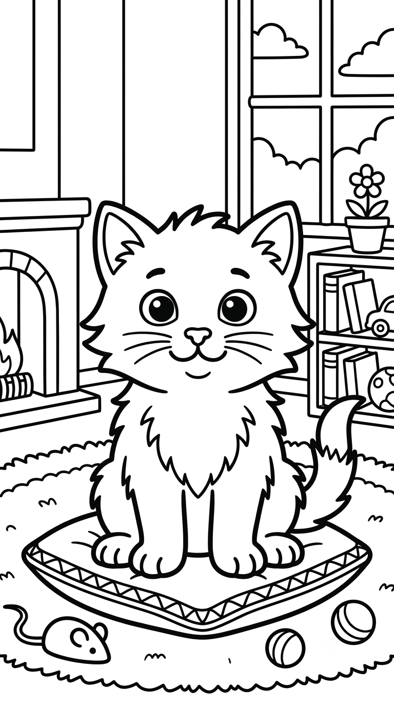desenhos de cachorros e gatos para colorir: Gatinho Fofo