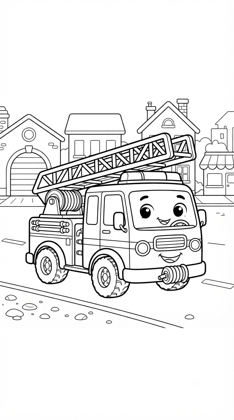 desenhos de carros para colorir: Caminhão de Bombeiro