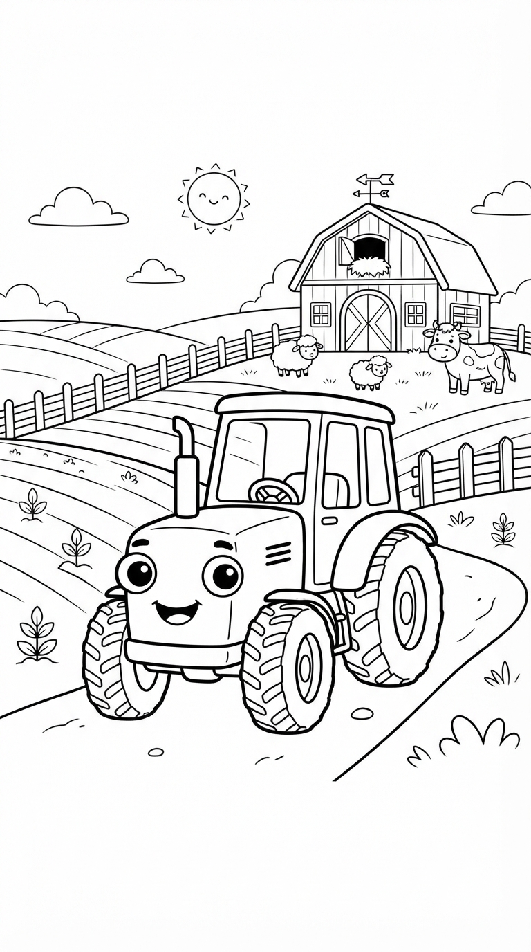 desenhos de carros para colorir: Trator