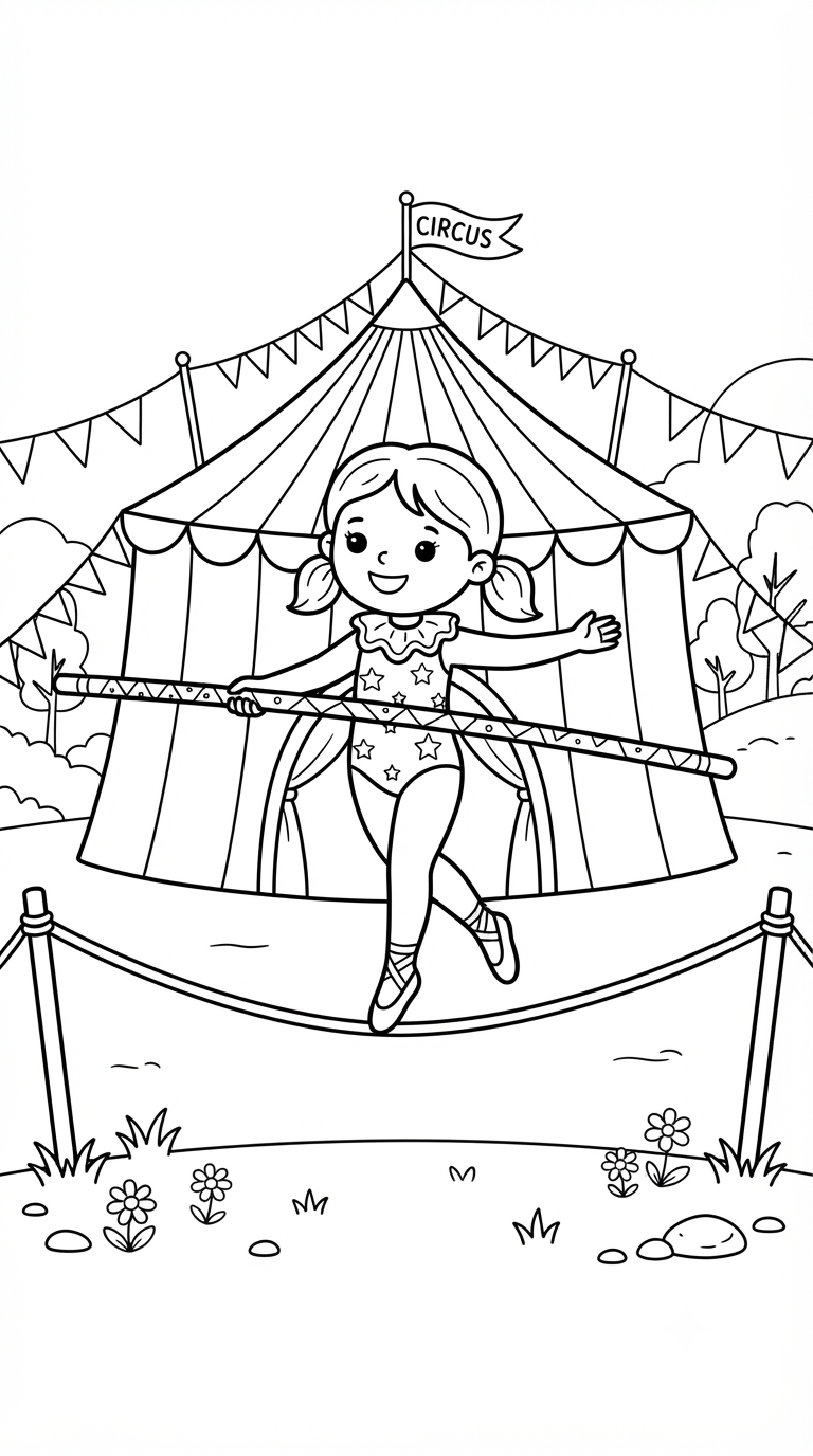 desenhos de circo para colorir: Equilibrista