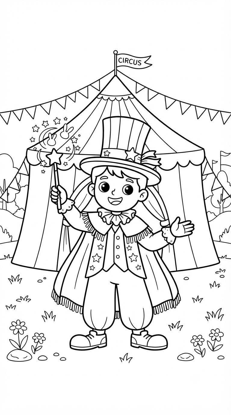 desenhos de circo para colorir: Mágico
