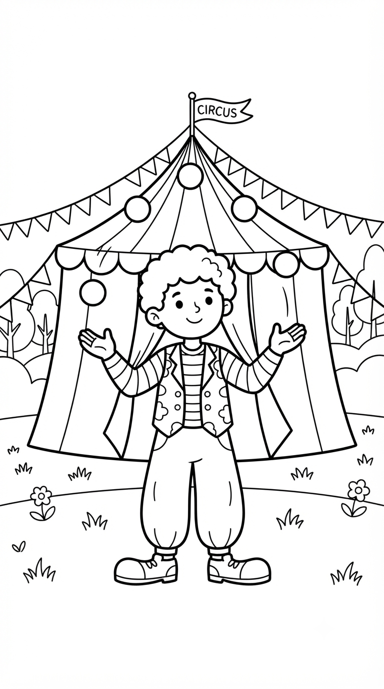 desenhos de circo para colorir: Malabarista