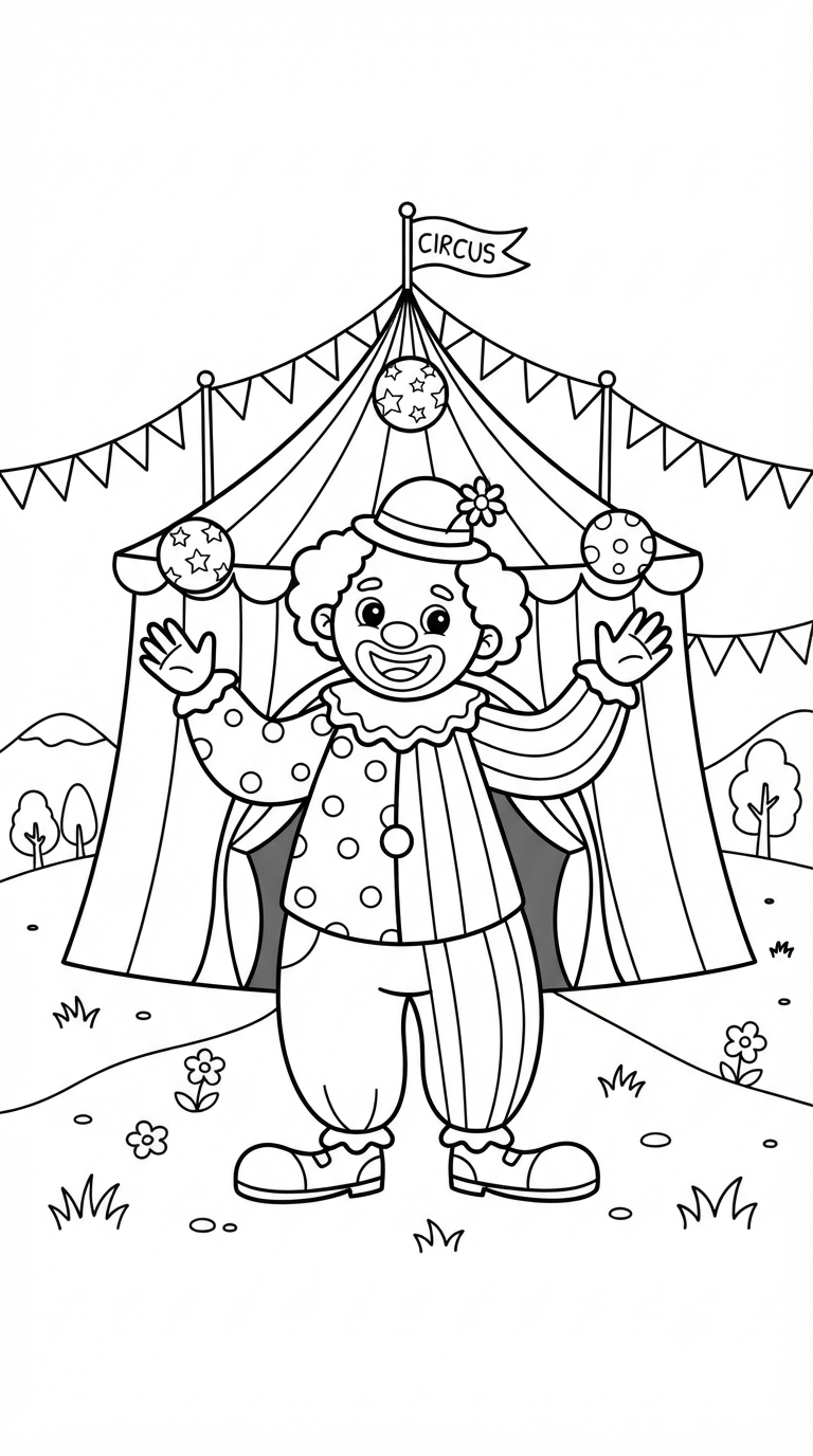 desenhos de circo para colorir: Palhaço