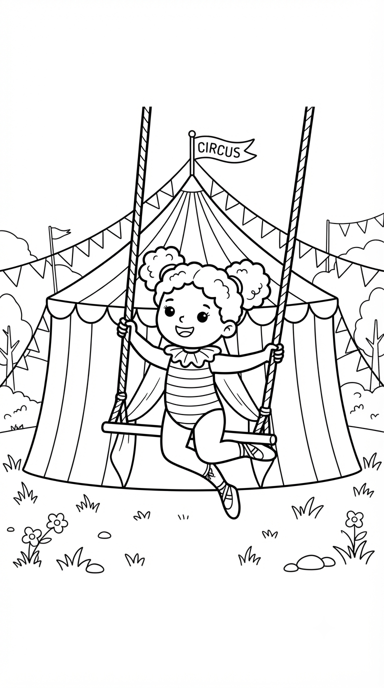 desenhos de circo para colorir: Trapezista