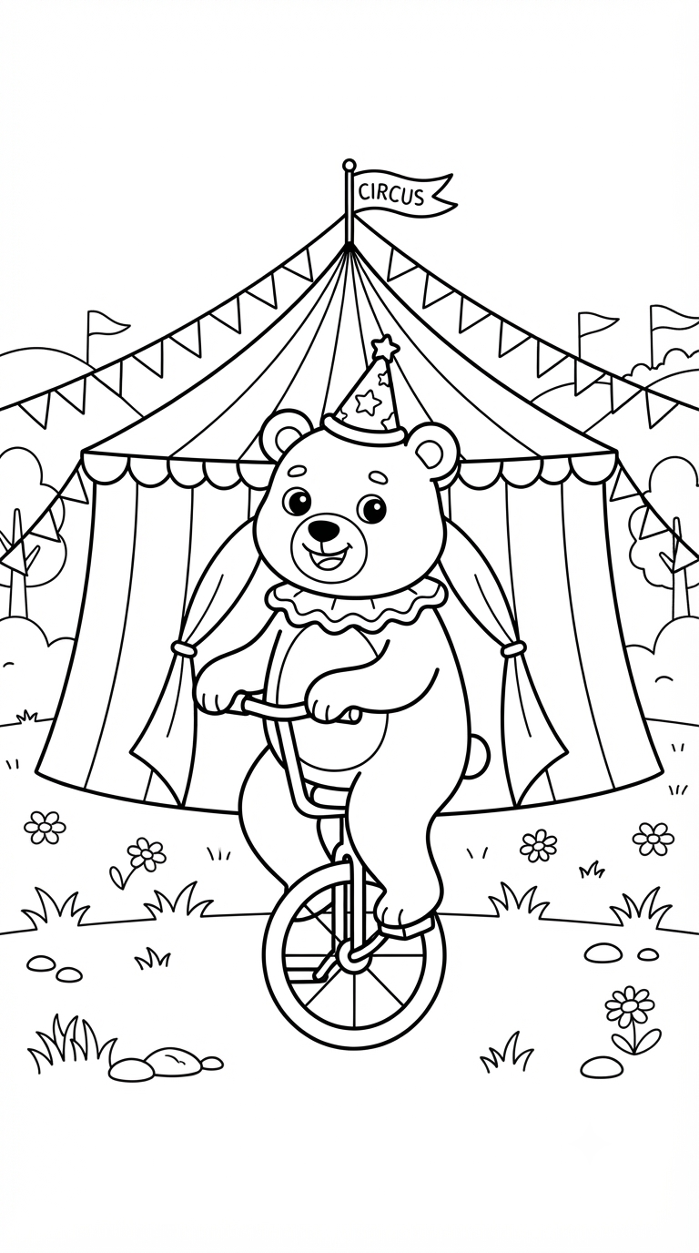 desenhos de circo para colorir: Urso do Circo