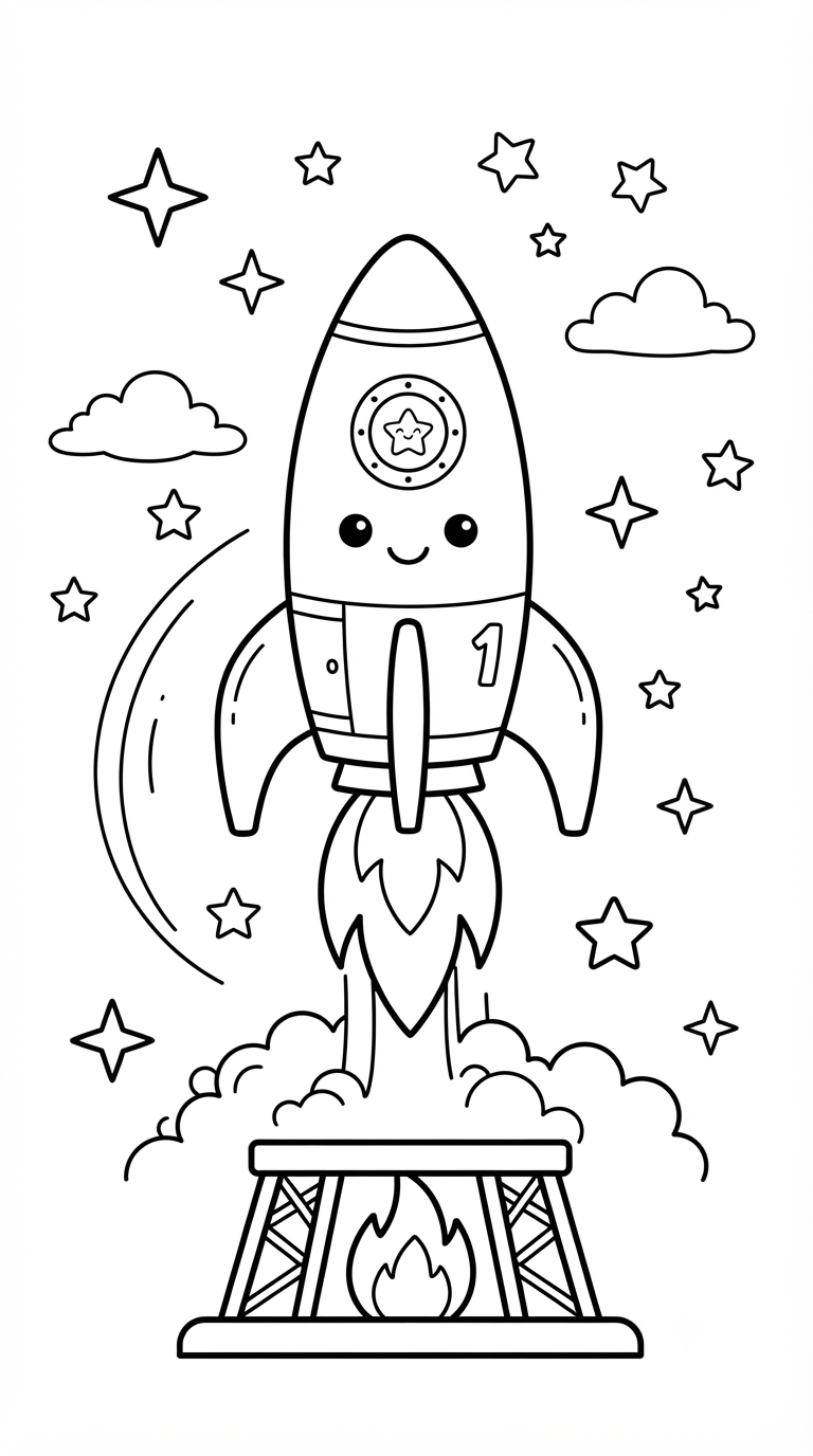 desenhos de espaço para colorir: Foguete
