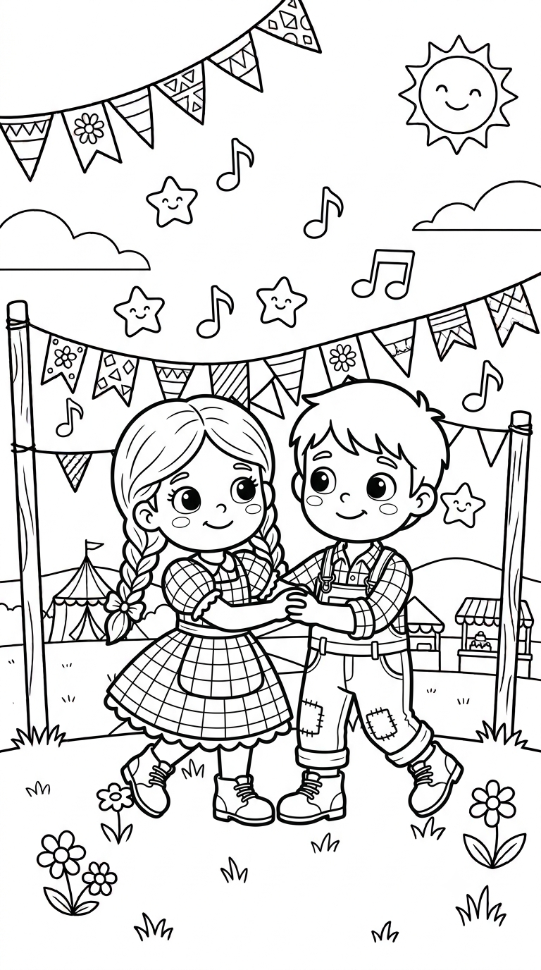 desenhos de Festa Junina para colorir: Casal da Quadrilha