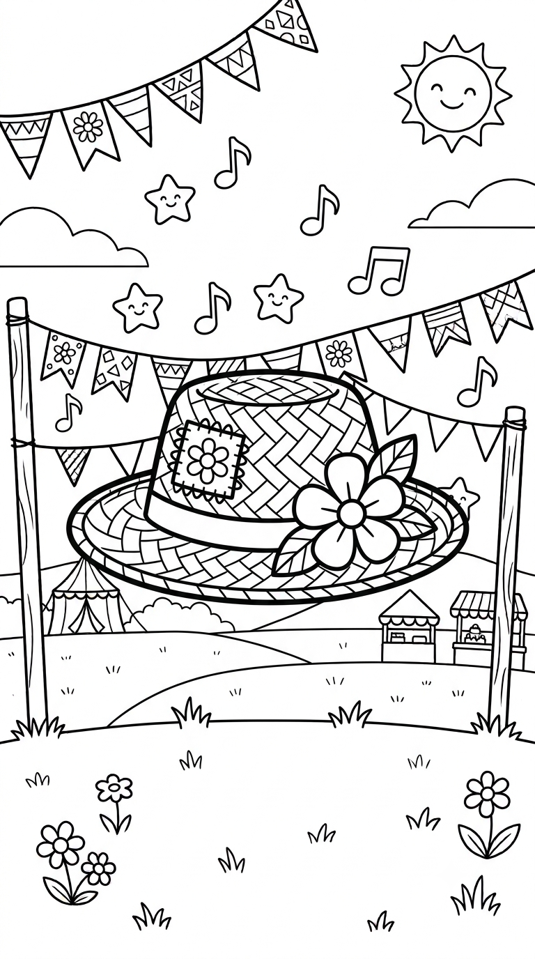 desenhos de Festa Junina para colorir: Chapéu de Palha