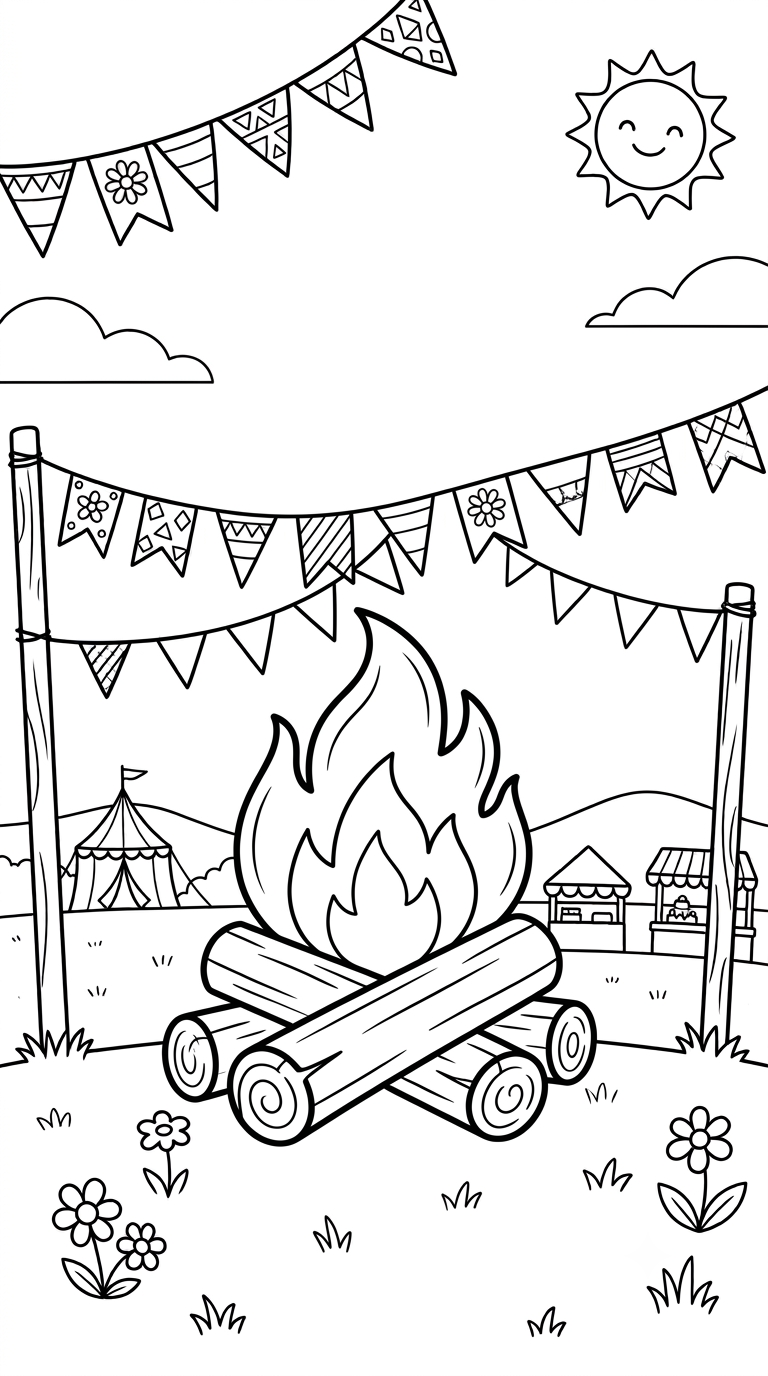 desenhos de Festa Junina para colorir: Fogueira