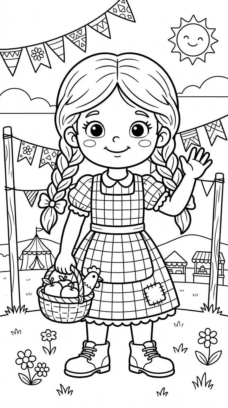 desenhos de Festa Junina para colorir: Menina Caipira