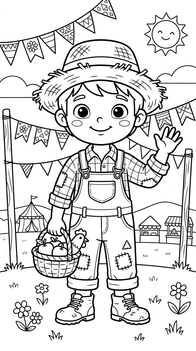 desenhos de Festa Junina para colorir: Menino Caipira