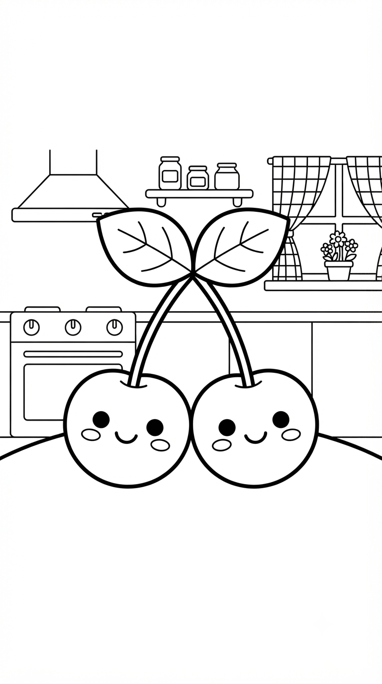 desenhos de frutas para colorir: Cereja