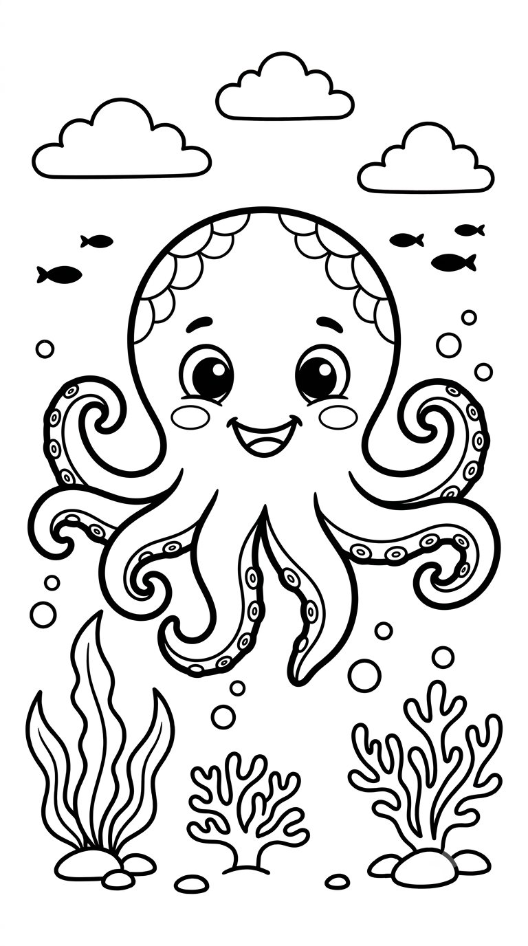 desenhos do fundo do mar para colorir: Polvo
