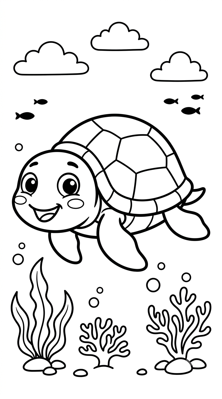 desenhos do fundo do mar para colorir: Tartaruga Marinha