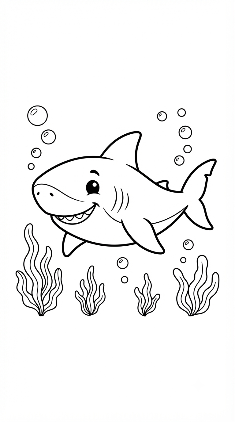 desenhos do fundo do mar para colorir: Tubarão