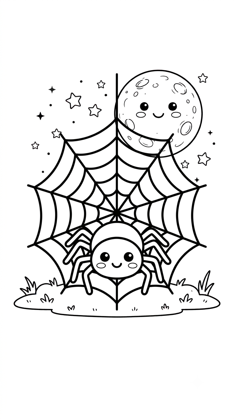 desenhos de Halloween para colorir: Aranha na Teia