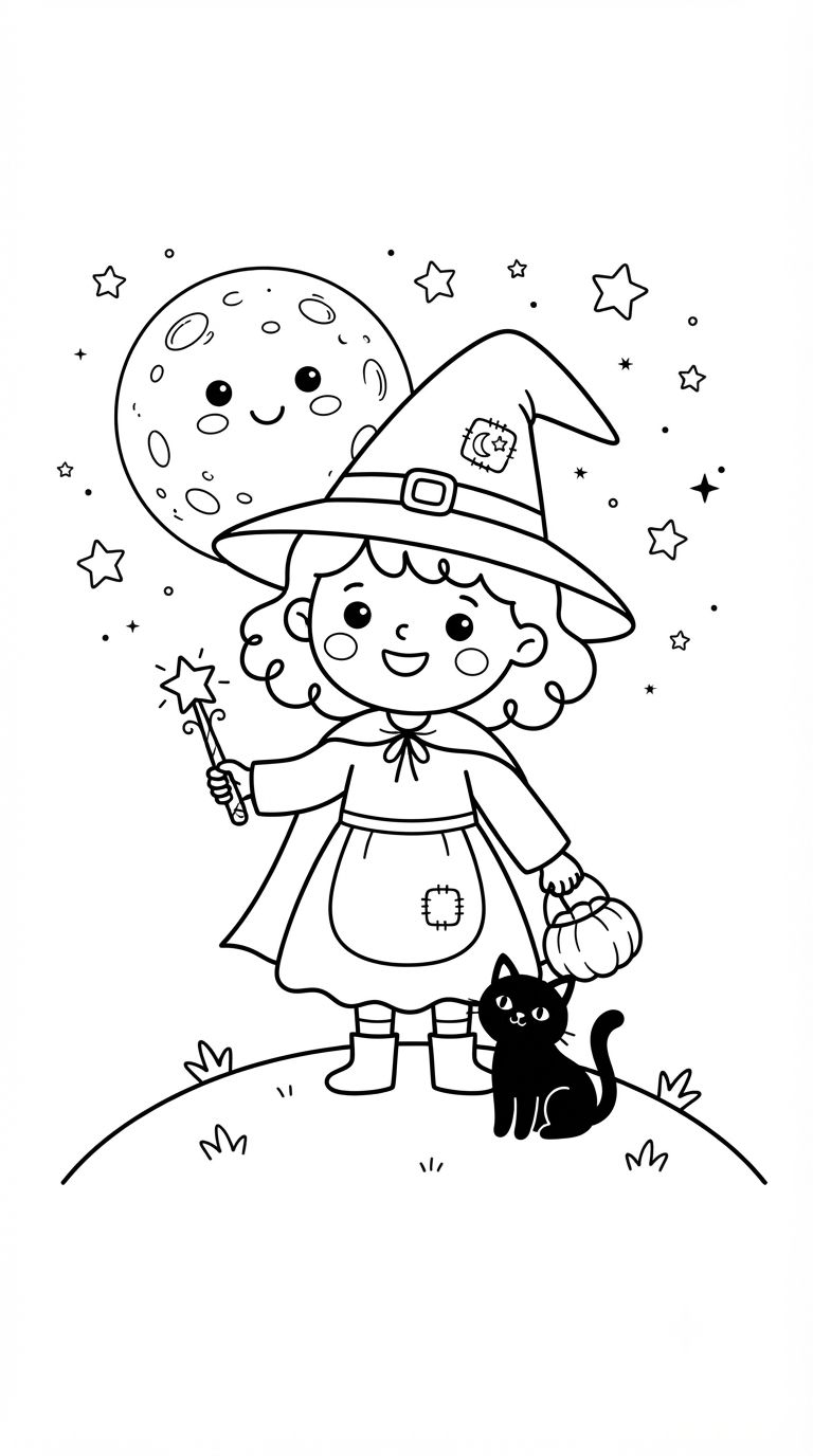 desenhos de Halloween para colorir: Bruxinha