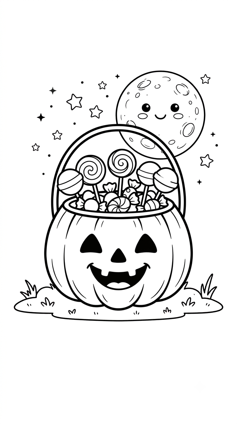 desenhos de Halloween para colorir: Balde de Doces