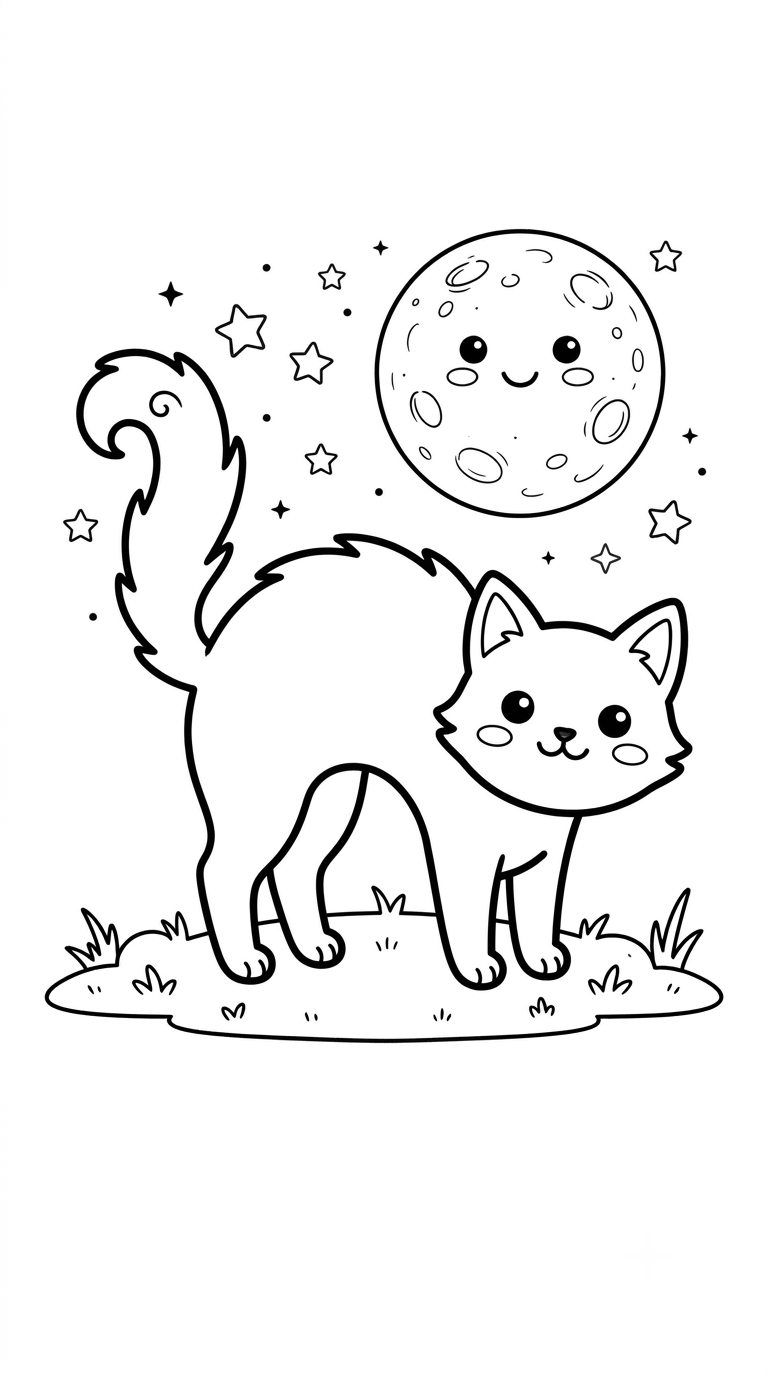 desenhos de Halloween para colorir: Gato Preto