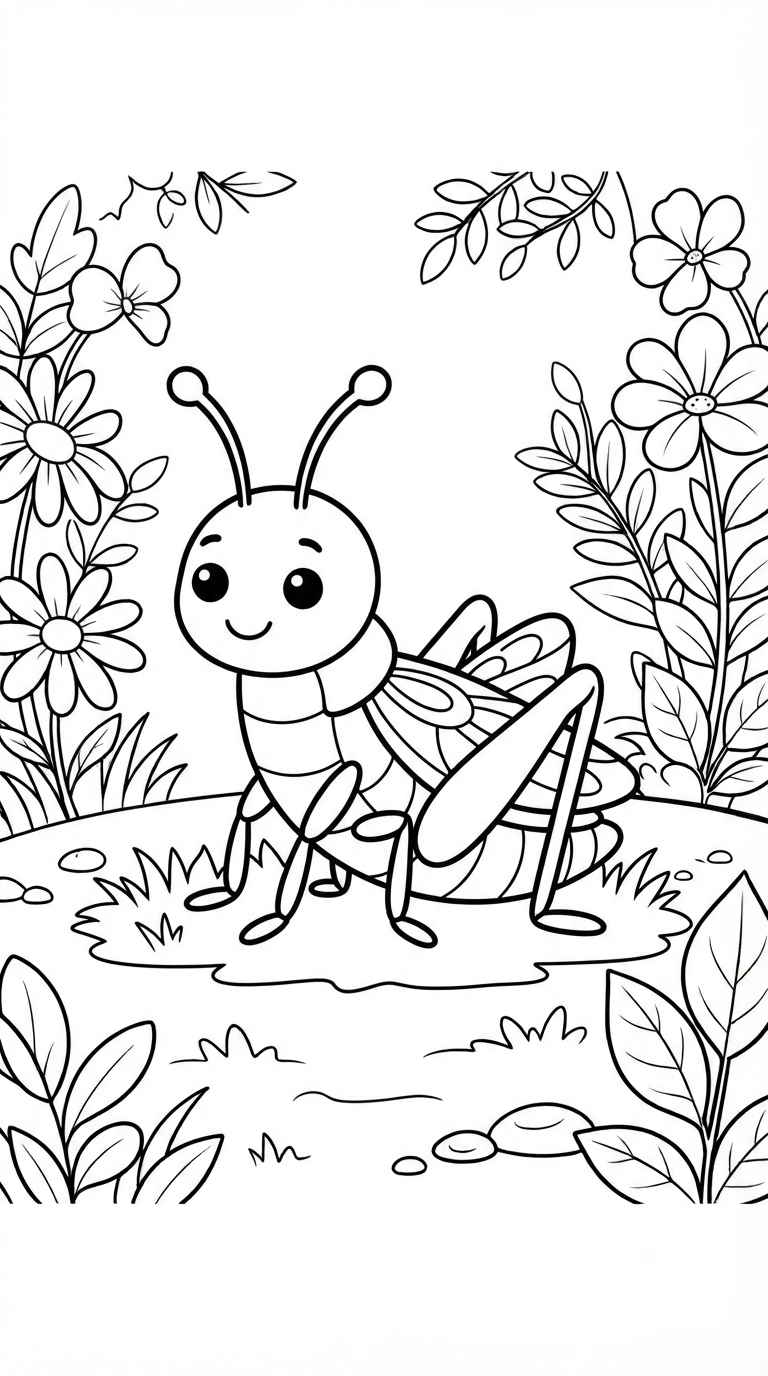 desenhos de insetos para colorir: Gafanhoto