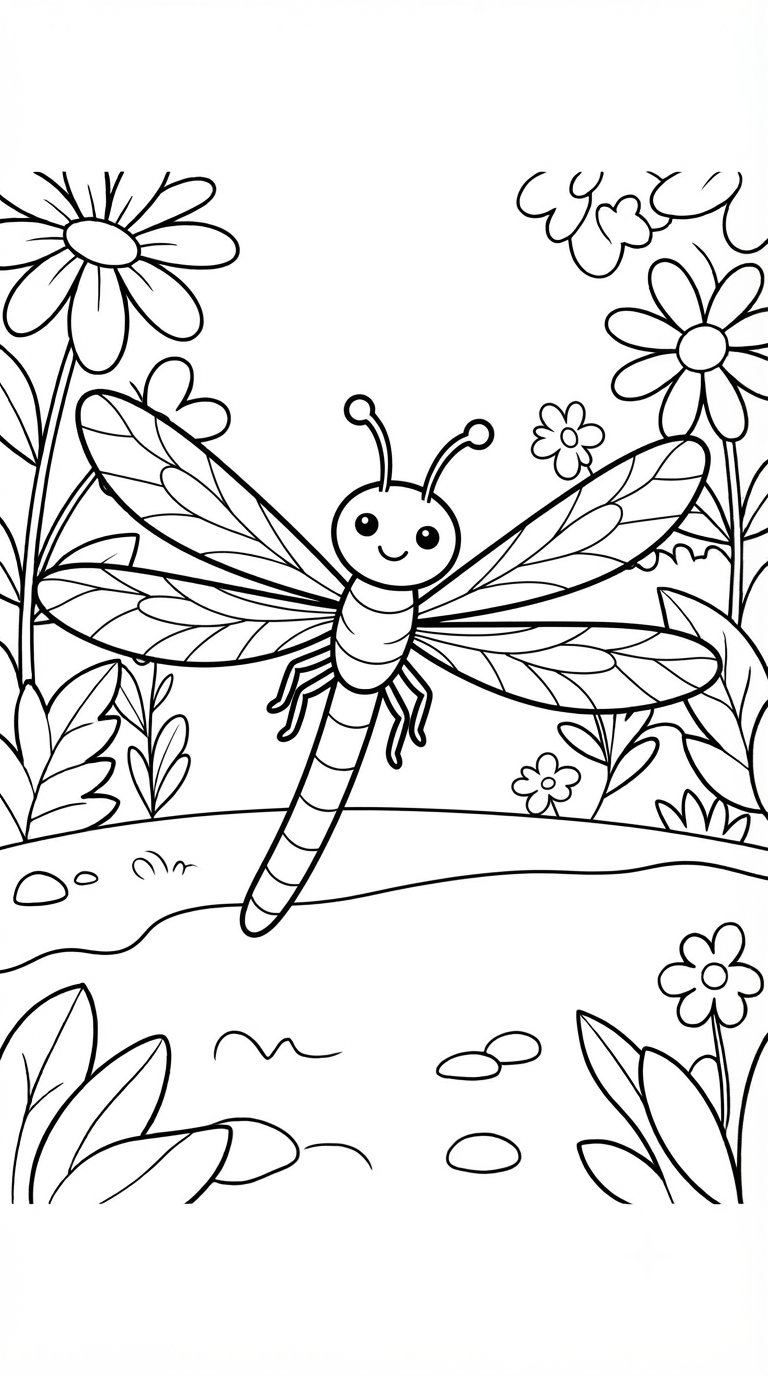 desenhos de insetos para colorir: Libélula
