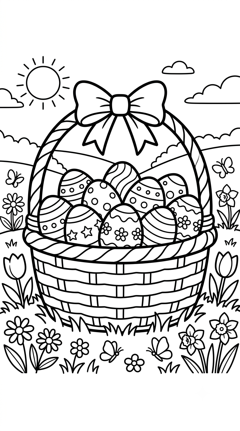 desenhos de Páscoa para colorir: Cesta de Páscoa
