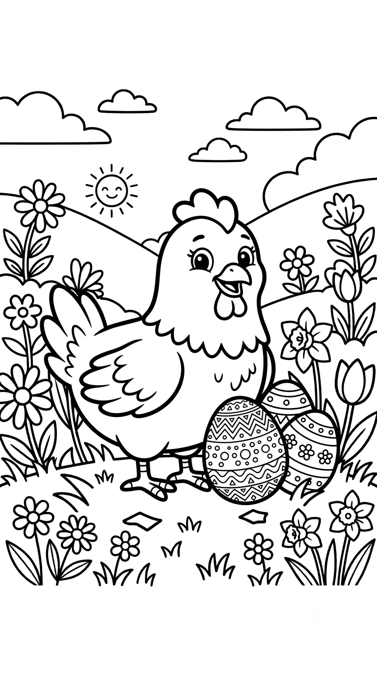 desenhos de Páscoa para colorir: Galinha da Páscoa