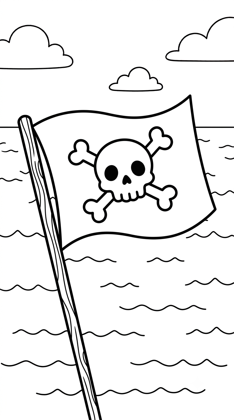 desenhos de piratas para colorir: Bandeira Pirata