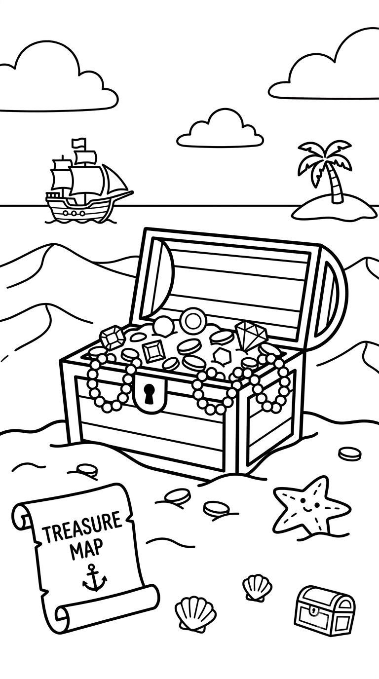 desenhos de piratas para colorir: Baú do Tesouro
